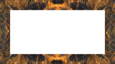 Yaşlı Grunge soyulmuş, soyulmuş, plastik duvarlı, soyulmuş antika çatallı desenli bir çerçeve. Retro Stucco çizilmiş desen. Resim için Boş Alan, Metin. Dikdörtgen yatay Sancak