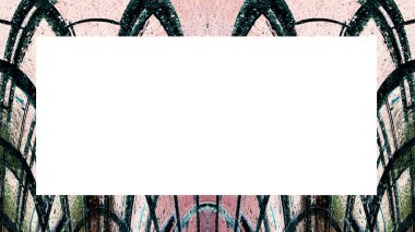 Yaşlı Grunge soyulmuş, soyulmuş, plastik duvarlı, soyulmuş antika çatallı desenli bir çerçeve. Retro Stucco çizilmiş desen. Resim için Boş Alan, Metin. Dikdörtgen yatay Sancak