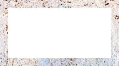 Yaşlı Grunge soyulmuş, soyulmuş, plastik duvarlı, soyulmuş antika çatallı desenli bir çerçeve. Retro Stucco çizilmiş desen. Resim için Boş Alan, Metin. Dikdörtgen yatay Sancak