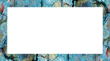 Yaşlı Grunge soyulmuş, soyulmuş, plastik duvarlı, soyulmuş antika çatallı desenli bir çerçeve. Retro Stucco çizilmiş desen. Resim için Boş Alan, Metin. Dikdörtgen yatay Sancak