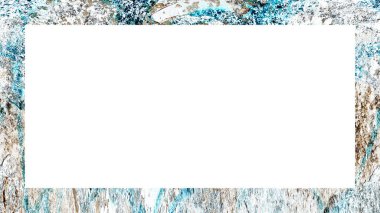 Yaşlı Grunge soyulmuş, soyulmuş, plastik duvarlı, soyulmuş antika çatallı desenli bir çerçeve. Retro Stucco çizilmiş desen. Resim için Boş Alan, Metin. Dikdörtgen yatay Sancak