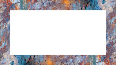 Yaşlı Grunge soyulmuş, soyulmuş, plastik duvarlı, soyulmuş antika çatallı desenli bir çerçeve. Retro Stucco çizilmiş desen. Resim için Boş Alan, Metin. Dikdörtgen yatay Sancak