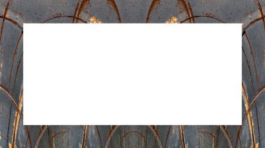 Yaşlı Grunge soyulmuş, soyulmuş, plastik duvarlı, soyulmuş antika çatallı desenli bir çerçeve. Retro Stucco çizilmiş desen. Resim için Boş Alan, Metin. Dikdörtgen yatay Sancak