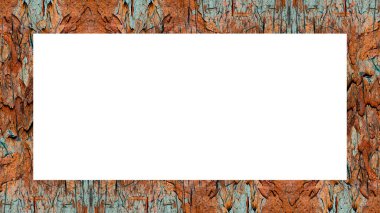 Yaşlı Grunge soyulmuş, soyulmuş, plastik duvarlı, soyulmuş antika çatallı desenli bir çerçeve. Retro Stucco çizilmiş desen. Resim için Boş Alan, Metin. Dikdörtgen yatay Sancak