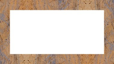 Yaşlı Grunge soyulmuş, soyulmuş, plastik duvarlı, soyulmuş antika çatallı desenli bir çerçeve. Retro Stucco çizilmiş desen. Resim için Boş Alan, Metin. Dikdörtgen yatay Sancak