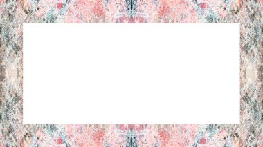 Yaşlı Grunge soyulmuş, soyulmuş, plastik duvarlı, soyulmuş antika çatallı desenli bir çerçeve. Retro Stucco çizilmiş desen. Resim için Boş Alan, Metin. Dikdörtgen yatay Sancak