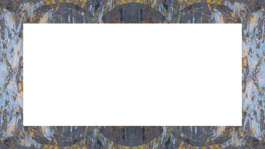 Yaşlı Grunge soyulmuş, soyulmuş, plastik duvarlı, soyulmuş antika çatallı desenli bir çerçeve. Retro Stucco çizilmiş desen. Resim için Boş Alan, Metin. Dikdörtgen yatay Sancak