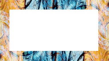 Yaşlı Grunge soyulmuş, soyulmuş, plastik duvarlı, soyulmuş antika çatallı desenli bir çerçeve. Retro Stucco çizilmiş desen. Resim için Boş Alan, Metin. Dikdörtgen yatay Sancak
