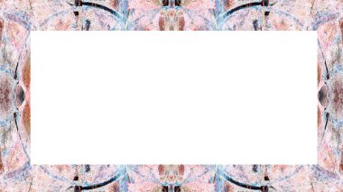 Yaşlı Grunge soyulmuş, soyulmuş, plastik duvarlı, soyulmuş antika çatallı desenli bir çerçeve. Retro Stucco çizilmiş desen. Resim için Boş Alan, Metin. Dikdörtgen yatay Sancak