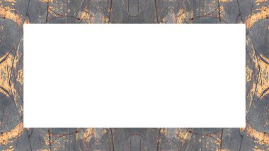 Yaşlı Grunge soyulmuş, soyulmuş, plastik duvarlı, soyulmuş antika çatallı desenli bir çerçeve. Retro Stucco çizilmiş desen. Resim için Boş Alan, Metin. Dikdörtgen yatay Sancak