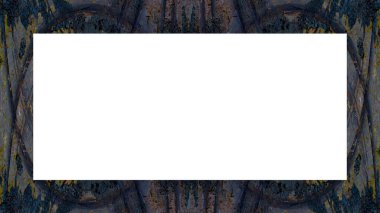 Yaşlı Grunge soyulmuş, soyulmuş, plastik duvarlı, soyulmuş antika çatallı desenli bir çerçeve. Retro Stucco çizilmiş desen. Resim için Boş Alan, Metin. Dikdörtgen yatay Sancak