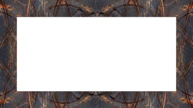 Yaşlı Grunge soyulmuş, soyulmuş, plastik duvarlı, soyulmuş antika çatallı desenli bir çerçeve. Retro Stucco çizilmiş desen. Resim için Boş Alan, Metin. Dikdörtgen yatay Sancak