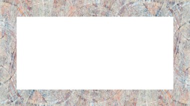 Yaşlı Grunge soyulmuş, soyulmuş, plastik duvarlı, soyulmuş antika çatallı desenli bir çerçeve. Retro Stucco çizilmiş desen. Resim için Boş Alan, Metin. Dikdörtgen yatay Sancak