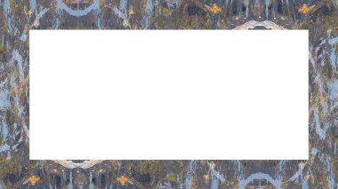 Yaşlı Grunge soyulmuş, soyulmuş, plastik duvarlı, soyulmuş antika çatallı desenli bir çerçeve. Retro Stucco çizilmiş desen. Resim için Boş Alan, Metin. Dikdörtgen yatay Sancak