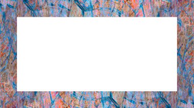 Yaşlı Grunge soyulmuş, soyulmuş, plastik duvarlı, soyulmuş antika çatallı desenli bir çerçeve. Retro Stucco çizilmiş desen. Resim için Boş Alan, Metin. Dikdörtgen yatay Sancak