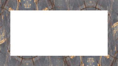Yaşlı Grunge soyulmuş, soyulmuş, plastik duvarlı, soyulmuş antika çatallı desenli bir çerçeve. Retro Stucco çizilmiş desen. Resim için Boş Alan, Metin. Dikdörtgen yatay Sancak