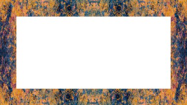 Yaşlı Grunge soyulmuş, soyulmuş, plastik duvarlı, soyulmuş antika çatallı desenli bir çerçeve. Retro Stucco çizilmiş desen. Resim için Boş Alan, Metin. Dikdörtgen yatay Sancak