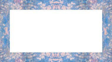 Yaşlı Grunge soyulmuş, soyulmuş, plastik duvarlı, soyulmuş antika çatallı desenli bir çerçeve. Retro Stucco çizilmiş desen. Resim için Boş Alan, Metin. Dikdörtgen yatay Sancak