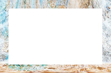 Yaşlı Grunge soyulmuş, soyulmuş, plastik duvarlı, soyulmuş antika çatallı desenli bir çerçeve. Retro Stucco çizilmiş desen. Resim için Boş Alan, Metin. Dikdörtgen yatay Sancak