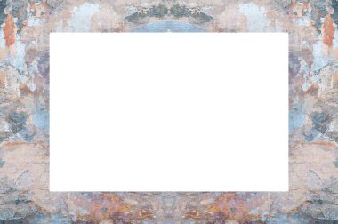 Yaşlı Grunge soyulmuş, soyulmuş, plastik duvarlı, soyulmuş antika çatallı desenli bir çerçeve. Retro Stucco çizilmiş desen. Resim için Boş Alan, Metin. Dikdörtgen yatay 3: 2 Görünüm Oranı Banner