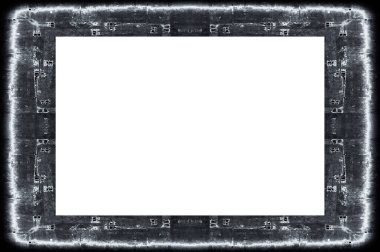 Yaşlı Grunge soyulmuş, soyulmuş, plastik duvarlı, soyulmuş antika çatallı desenli bir çerçeve. Retro Stucco çizilmiş desen. Resim ve Metin için Boş Alan. 