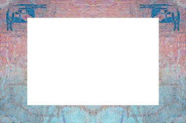 Yaşlı Grunge soyulmuş, soyulmuş, plastik duvarlı, soyulmuş antika çatallı desenli bir çerçeve. Retro Stucco çizilmiş desen. Resim için Boş Alan, Metin. Dikdörtgen yatay 3: 2 Görünüm Oranı Banner