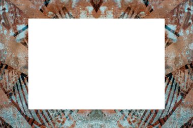 Yaşlı Grunge soyulmuş, soyulmuş, plastik duvarlı, soyulmuş antika çatallı desenli bir çerçeve. Retro Stucco çizilmiş desen. Resim için Boş Alan, Metin. Dikdörtgen yatay 3: 2 Görünüm Oranı Banner
