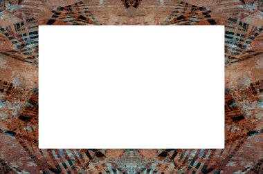 Yaşlı Grunge soyulmuş, soyulmuş, plastik duvarlı, soyulmuş antika çatallı desenli bir çerçeve. Retro Stucco çizilmiş desen. Resim için Boş Alan, Metin. Dikdörtgen yatay 3: 2 Görünüm Oranı Banner