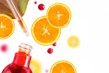 Citrus essential oil, vitamin c serum, beauty care aroma therapy clipart