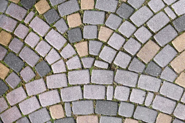 Camino de piedra en el casco antiguo de Europa. Textura, de cerca. Fondo estructurado abstracto . — Foto de Stock