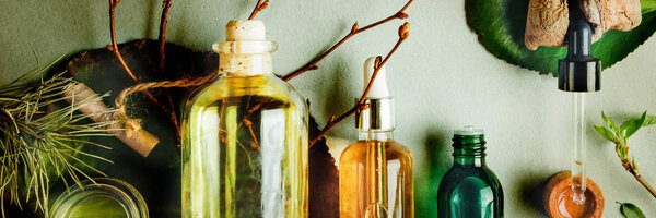 Organic bio cosmetics with herbal ingredients. Organic bio cosmetics with herbal ingredients. Natural oils for skin care