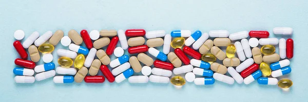 Preparados Farmacéuticos Antecedentes Medicamentos Coloridos Las Píldoras Tabletas Cápsulas Están — Foto de Stock