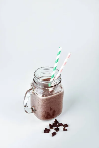 Protein chocolate cocktail with cocoa for sports nutrition Food without calories — Stock Photo, Image