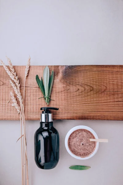 Flat lay composition of spa treatments and body care. Healthy body care — Stock Photo, Image