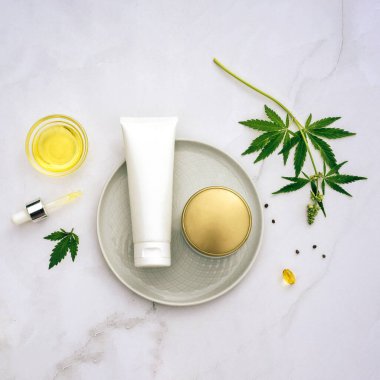 Kozmetik CBD yağı. Esrar yağlı kozmetik ürünleri, tentür düzlüğü