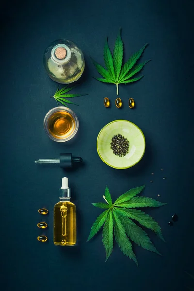 Cbd 배경에 이달린 마리화나 이있다 의학적 마리화나 화장품에 개념이다 미나미 — 스톡 사진