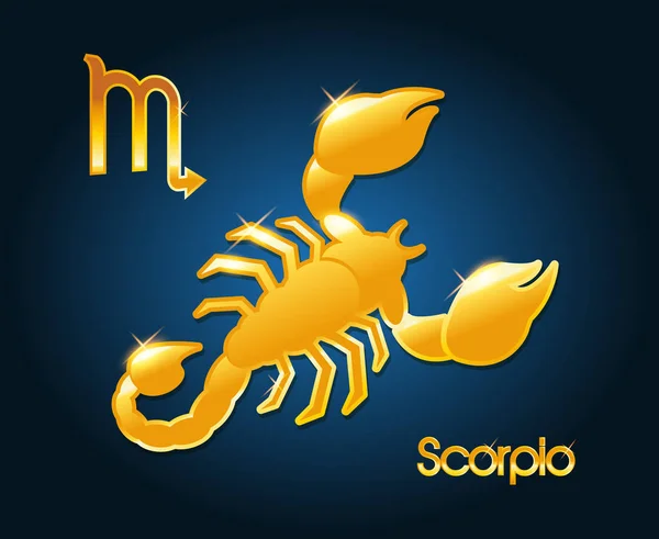 Oro segno zodiacale Scorpione astrologia — Vettoriale Stock
