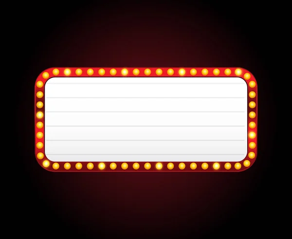 Rectángulo vector teatro signo marco con luces — Vector de stock