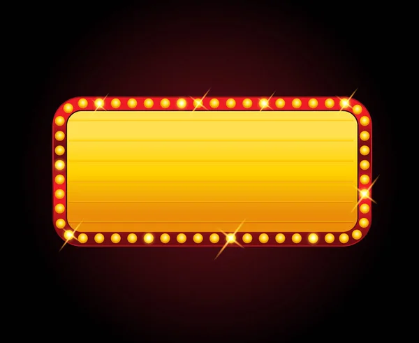 Rectangle vector theater sign frame with lights — Stock Vector