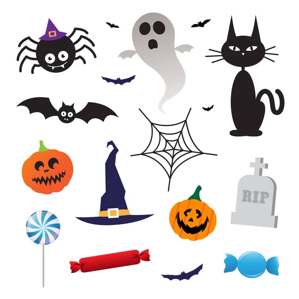 Halloween conjunto de ícones de elementos vetoriais — Vetor de Stock