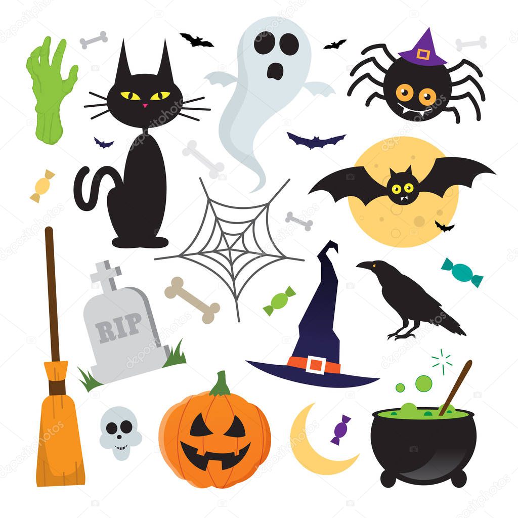 Halloween vector elements icons set