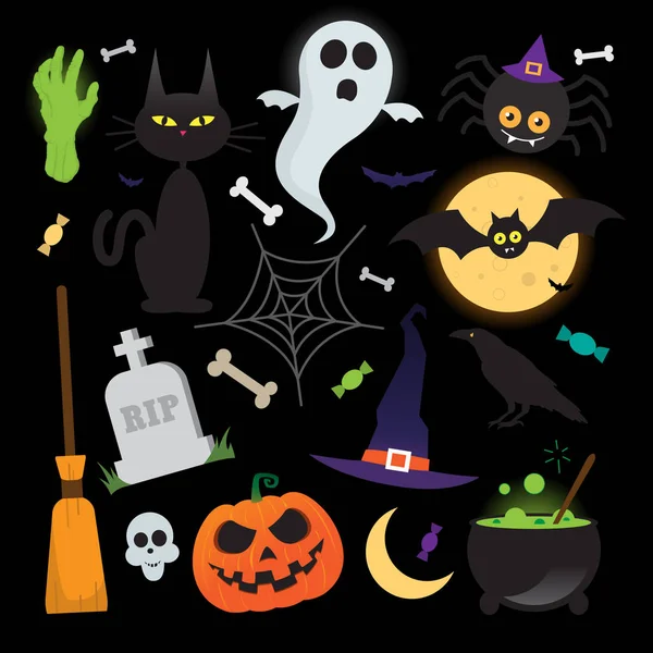 Halloween vector elementos iconos conjunto — Vector de stock