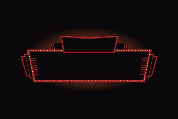Parlak tiyatro parlayan retro sinema neon tabela — Stok Vektör