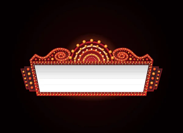 Lumineux théâtre lumineux rétro cinéma néon signe — Image vectorielle