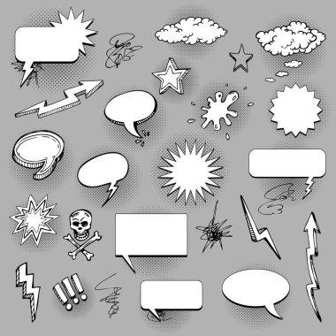 Retro oval ve dikdörtgen bam konuşma balonları görüntü vektör