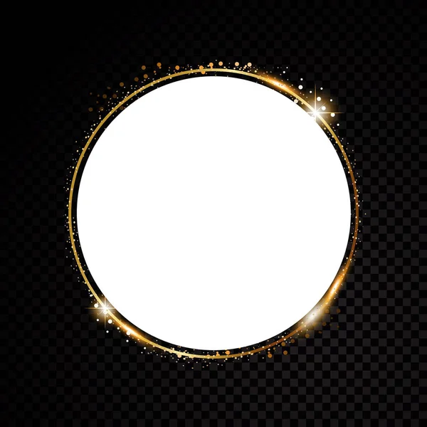 Vector round frame. Shining circle banner. Isolated on black transparent background. Vector illustration — Stock Vector