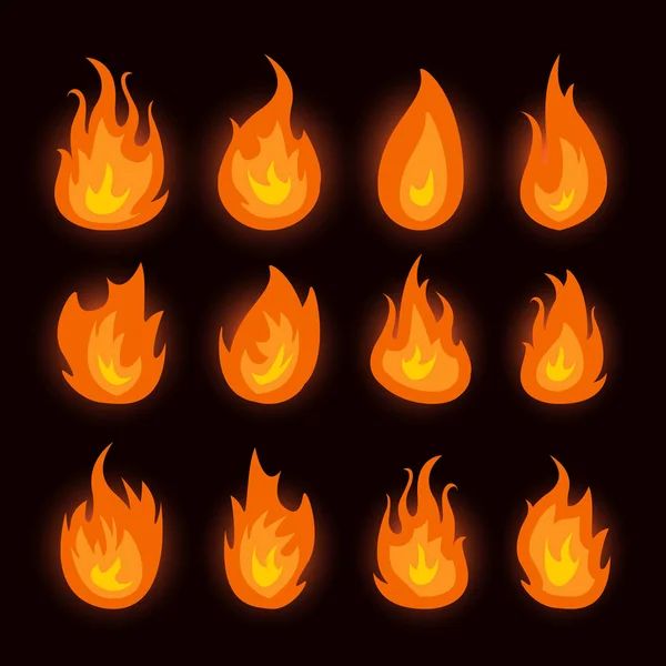 Векторная графическая иллюстрация пламени, изолированная на черном — стоковый вектор