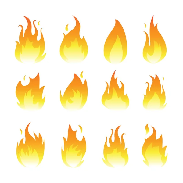 Ilustración de llamas gráficas vectoriales aisladas en blanco — Vector de stock