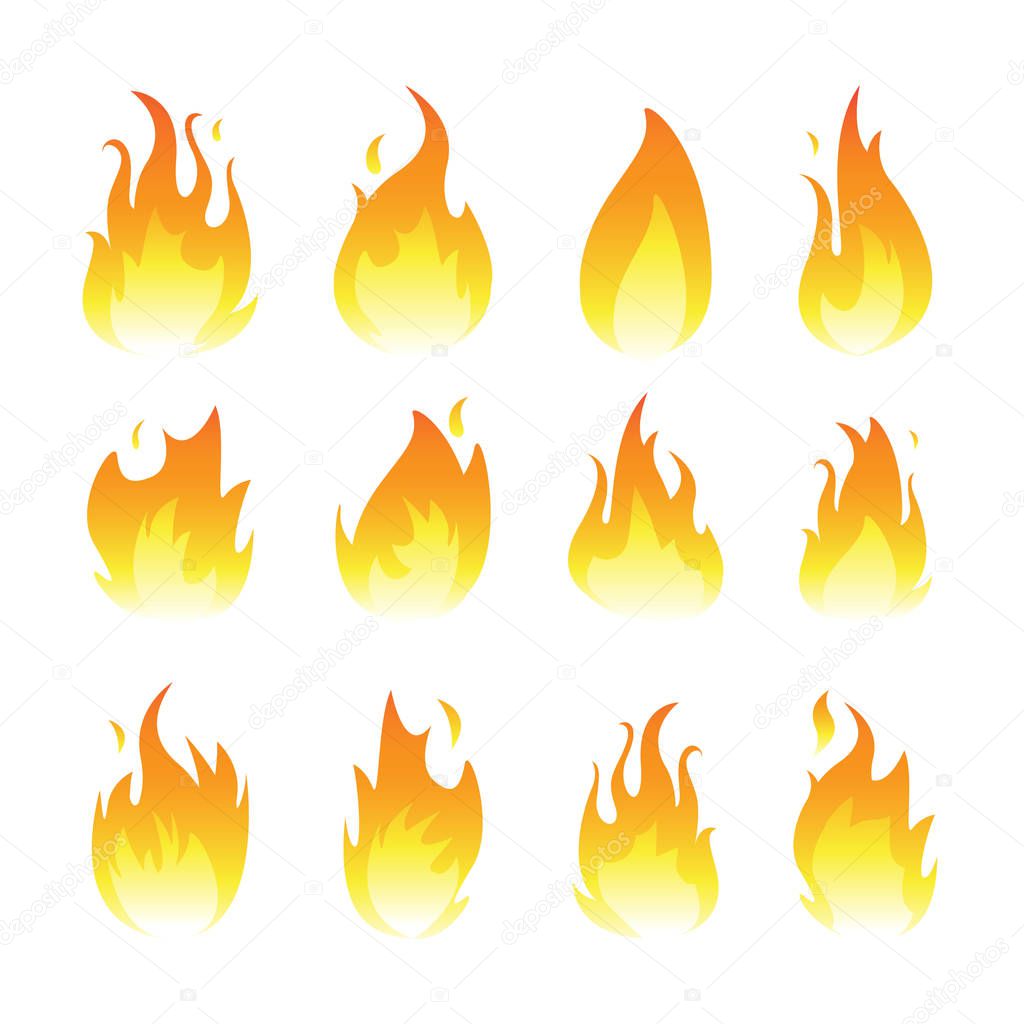 Vector graphic flames illustration isolated on white