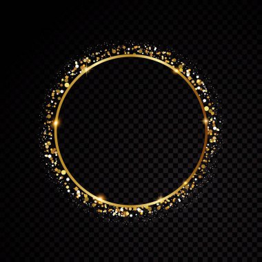 Vektör yuvarlak çerçeve. Parlayan daire afiş. Siyah şeffaf arka plan üzerinde izole. Vektör çizim
